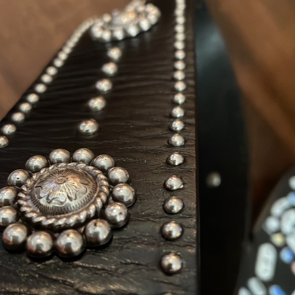 Brighton Black Leather with Silver Floral Studs. - Picture 8 of 11